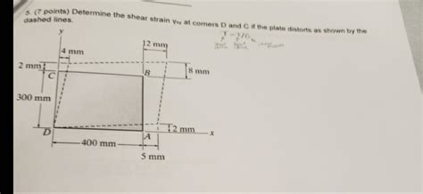 Solved Determine The Shear Strain At Corners D And C If The Plate