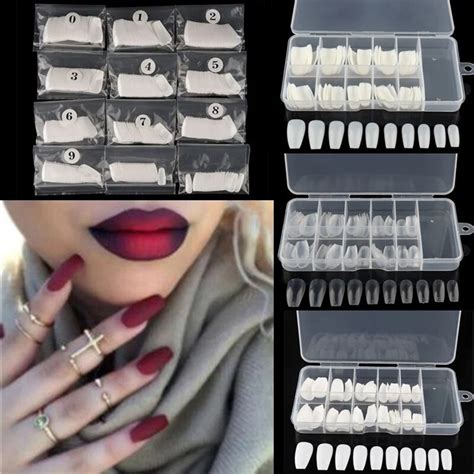 100 600pcs Long Flat Tip Ballerina Full Cover False Fake Nails