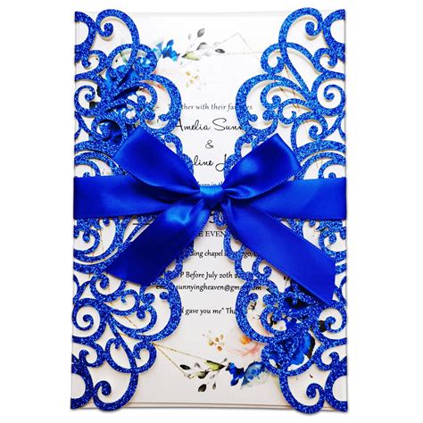 Royal Blue And Gold Wedding Invitations