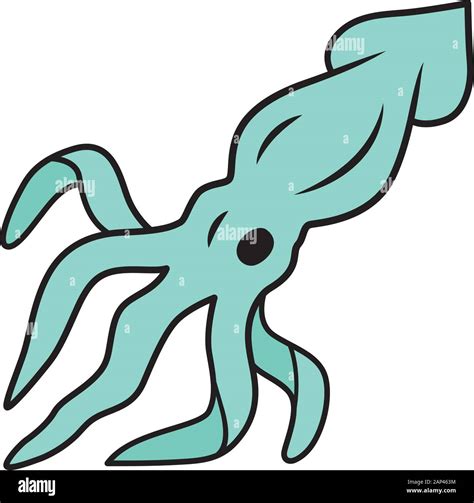 Squid blue color icon. Swimming marine animal with tentacles. Seafood ...