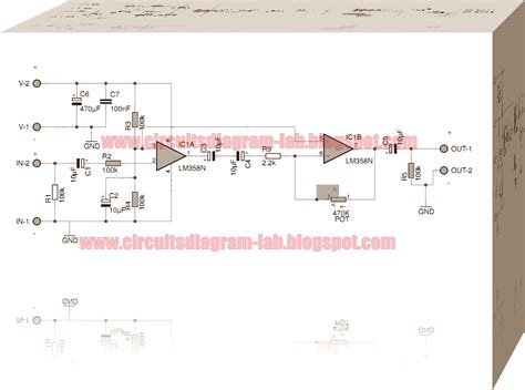 Pre-amplifier Integrated Circuit LM358 Dual op amp | Circuits Diagram Lab