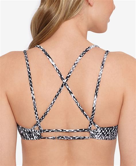 Salt Cove Juniors Black Simple Scale Strappy Bralette Bikini Top