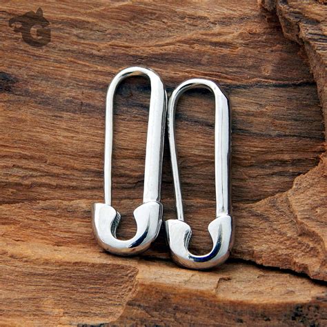 Huggie Safety Pin Earring 925 Sterling Silver Single Or A Pair Etsy