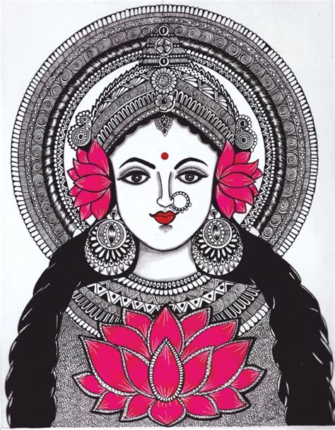 Maa Lakshmi Drawing Mandala Art Mandala Art Mandala Art Therapy