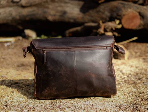 Dark Brown Leather Laptop Messenger Bag — The Handmade Store