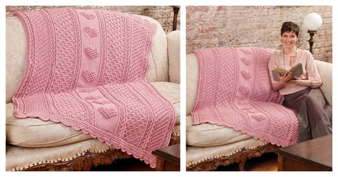 Aran Hearts Throw Free Crochet Pattern