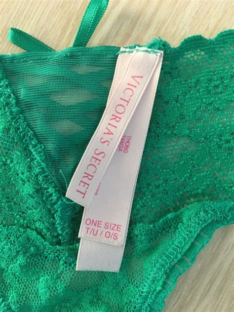 Quần lót nữ Victoria s Secret Thong tanga lọt khe ren one size màu xanh