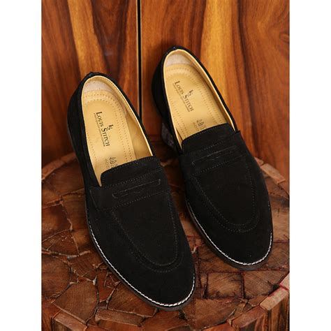 Louis Stitch Solid Black Italian Suede Leather Mocassins Uk Buy