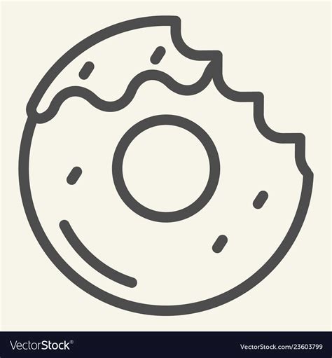 Donut with a mouth bite line icon bitten Vector Image