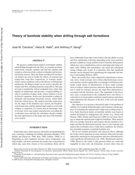 Pdf Theory Of Borehole Stability When Drilling Through Salt