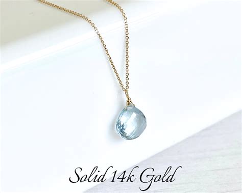 Aquamarine Necklace, March Birthstone, Light Aqua Blue Teardrop Pendant ...