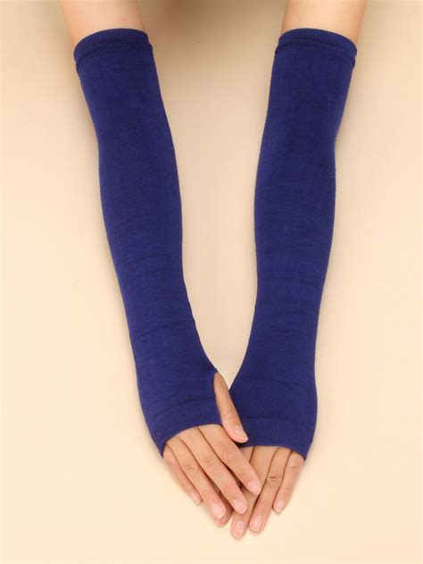 Pair Solid Fingerless Arm Sleeves Long Fingerless Gloves Fingerless