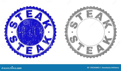 Grunge STEAK Scratched Stamps Stock Vector Illustration Of Caption