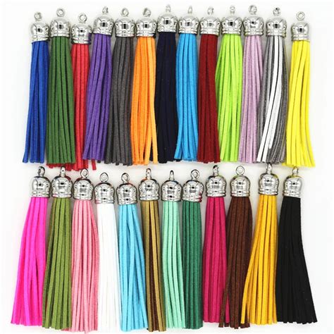 85mm Suede Leather Tassel 25Pcs Lot Fiber Fringe Tassel With Silver