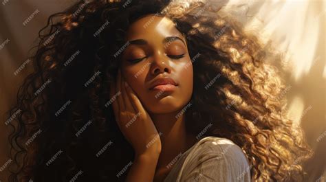 Premium Photo Beautiful African American Woman With Closed Eyes And