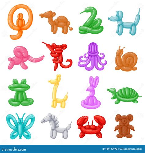 Balloon animals set stock vector. Illustration of craft - 104127972