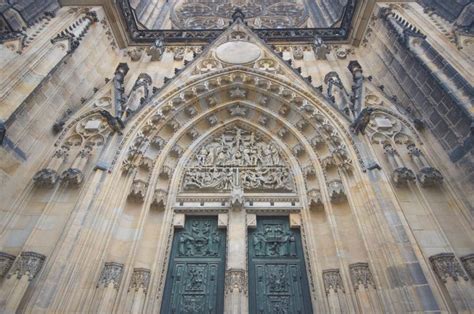 Prague St Vitus Cathedral Main Entrance Stock Photography Image