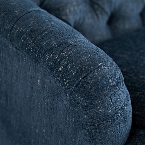 blue chenille sofa - modern button-tufted blue chenille sofa