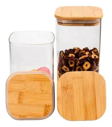 Kit Pote Hermetico Vidro Ml Borosilicate Tampa De Bambu Mercadolivre