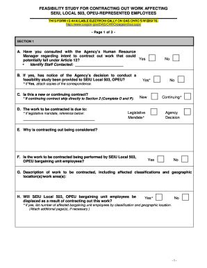 Fillable Online Feasibility Study For Contracting Out Work Affecting