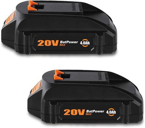 Batpower 2 Pack Wa3575 20v 40ah Compact Battery Replacement For Worx 20v Battery 2