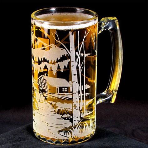 Etched Glass Beer Mug, Bear Mountain, Groomsmen Gifts for Mountain ...