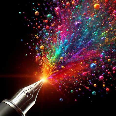 Explosive Color Burst From Fountain Pen Stock Photo Image Of Writing