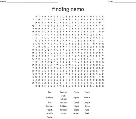 Finding Nemo Word Search Printable Word Search Printable