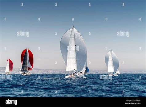 Sailboat Race With Multiple Yachts Stock Photo Alamy