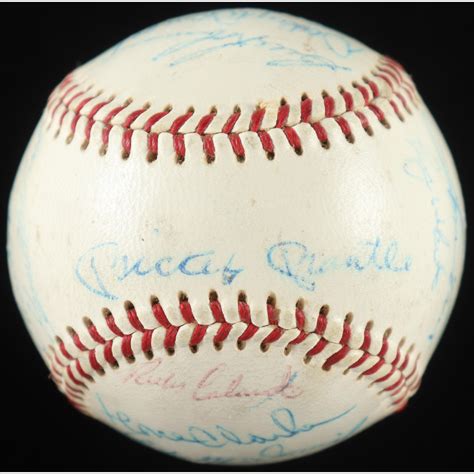 1968 Yankees Baseball Signed By 26 With Mickey Mantle Whitey Ford