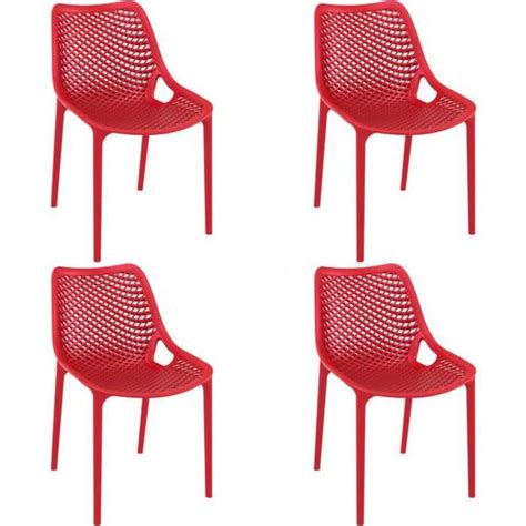 Chaise De Jardin Empilable Resol Grid Rouge En Polypropyl Ne Inject Et