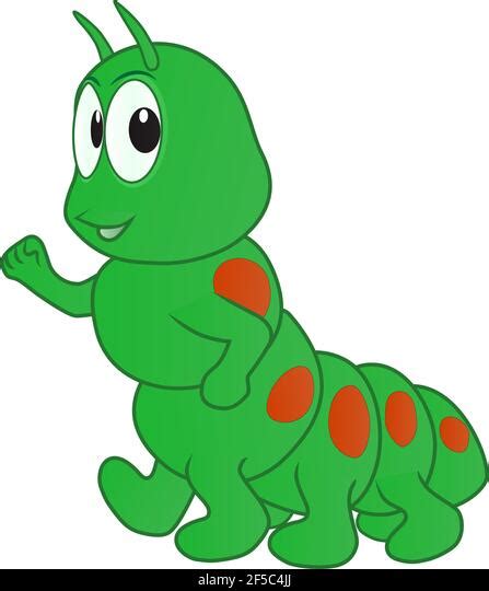 Animasi Gambar Ulat Kartun Green Caterpillar Png Vector Psd And