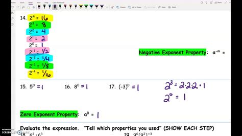 Alg 2 5 0 Day 1 Properties Of Exponents Youtube