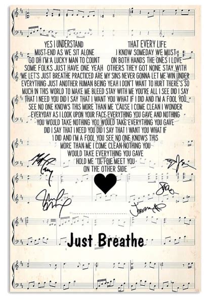 Just breathe lyrics poster