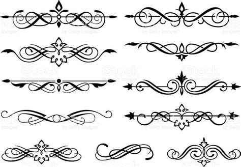 A Set Of Decorative Calligraphic Scrolls In Vector Format Vector