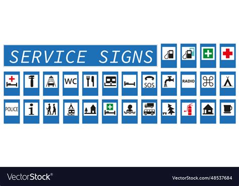 Road Signs European Service Set Royalty Free Vector Image