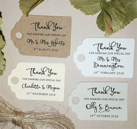 Four Tags With Thank You For Sharing Our Special Day