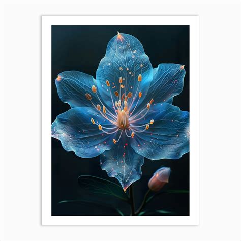 Blue Flower Art Print By Jetaiart Fy