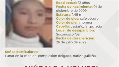 Buscan A Menor De Edad Desaparecida En Soconusco