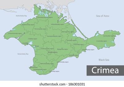 Detailed Map Crimea Russia Stock Vector (Royalty Free) 186212726 ...