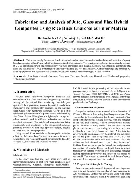 PDF Fabrication And Analysis Of Jute Glass And Flax Hybrid