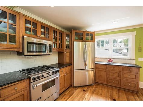 Heartwarming Kitchen Design With Fridge In Corner Unfinished Butcher