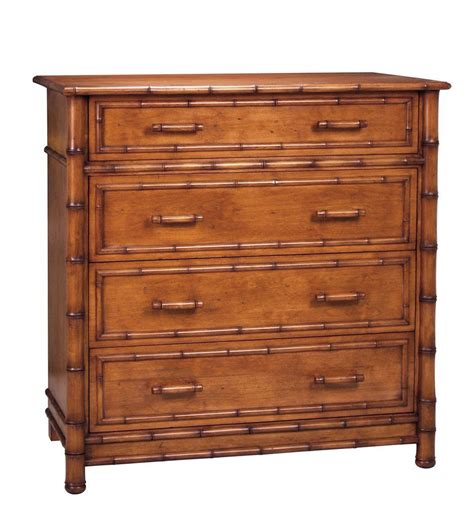 Faux Bamboo Four Drawer Highboy Dresser Blue Finish Options