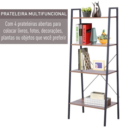 HOMCOM Prateleira De Estante De Escada Industrial 4 Prateleiras