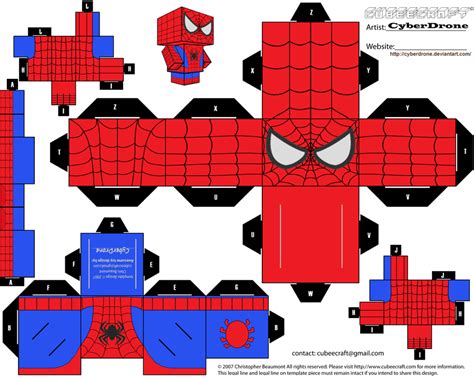 Cubee Spider Man Paper Doll Template Paper Toys Template Spiderman