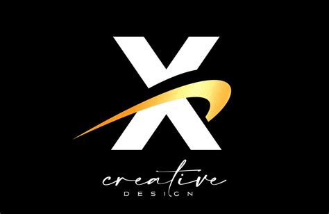 Diseño Del Logotipo De La Letra X Con Un Swoosh Dorado Creativo Letra X Icono Inicial Con