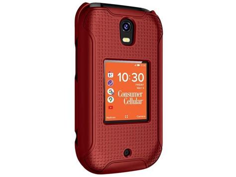 Red Grid Textured Hard Case Slim Cover for Consumer Cellular Iris Flip ...