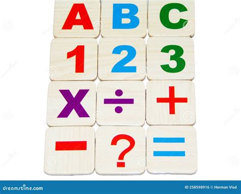 Colored Letters, Numbers and Mathematical Signs Isolated on White Stock ...