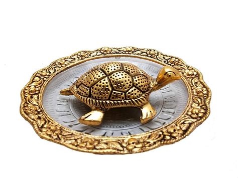 Sankalan Creations Metal Feng Shui Tortoise On Plate Showpiece Vastu