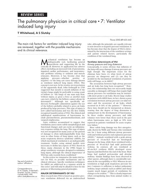 Pdf The Pulmonary Physician In Critical Care Ventilator Induced